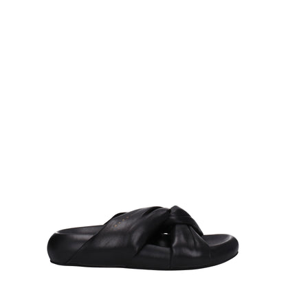 Marni Black Leather Slippers