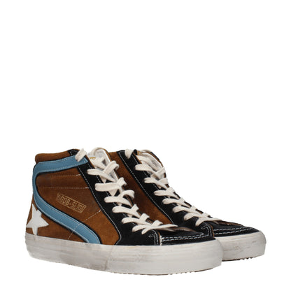 Golden Goose Brown Leather High Top Sneakers
