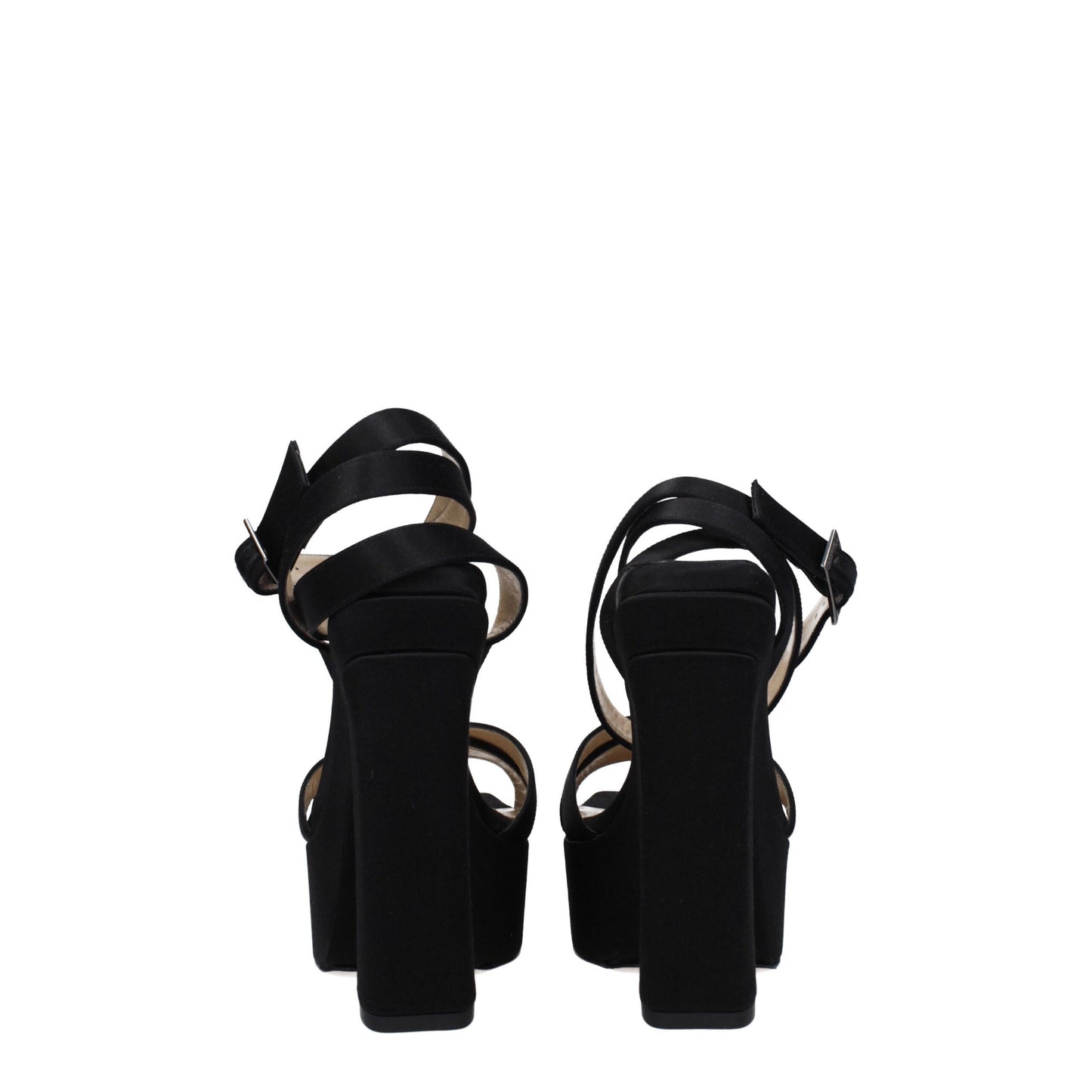 Jimmy Choo Black Satin Platform Sandals
