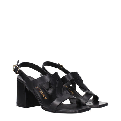 Stuart Weitzman Black Leather Platform Sandals