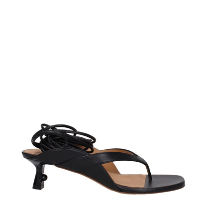 Off-White Schwarze Flip-Flop-Sandalen aus Leder
