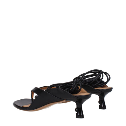 Off-White Schwarze Flip-Flop-Sandalen aus Leder