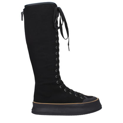 Max Mara Black Fabric Lace-Up Boots