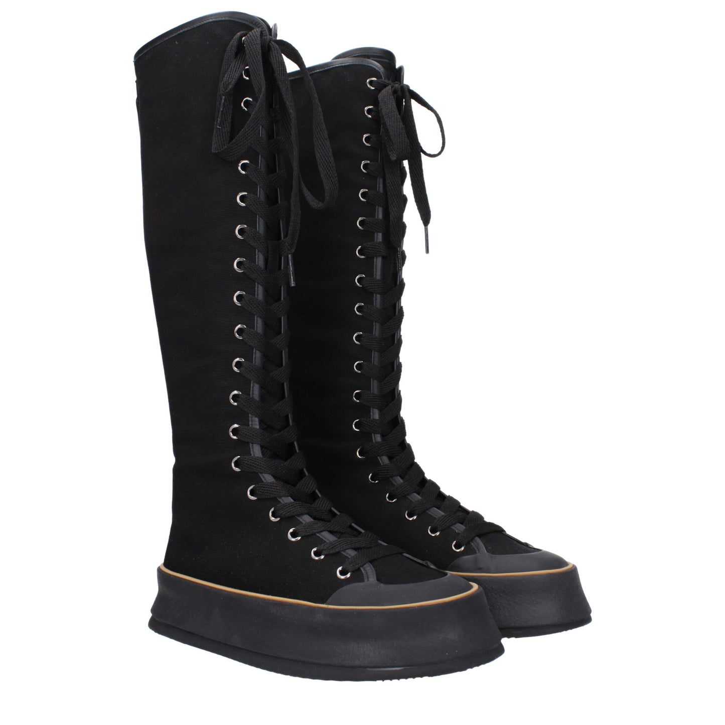 Max Mara Black Fabric Lace-Up Boots