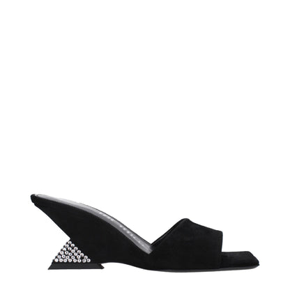 The Attico Black Leather Platform Sandals