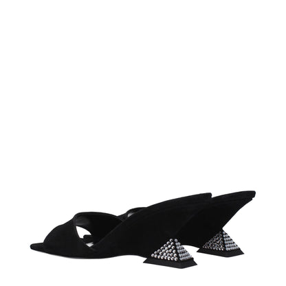 The Attico Black Leather Platform Sandals