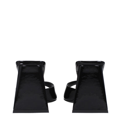 The Attico Black Leather Stiletto Heel Sandals