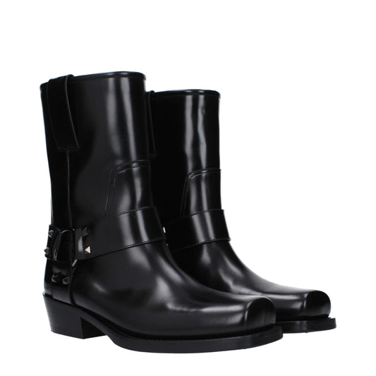 Valentino Garavani Black Leather Ankle Boots