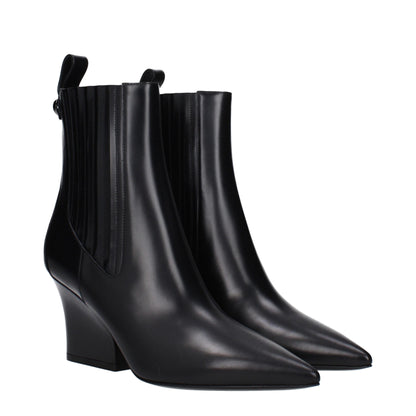 Valentino Garavani Black Leather Ankle Boots