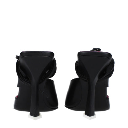 The Attico Black Leather Stiletto Heel Sandals