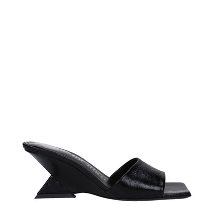 The Attico Black Leather Sandals