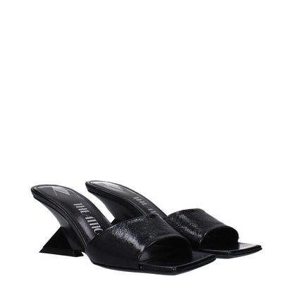 The Attico Black Leather Sandals