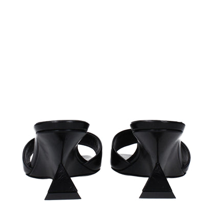 The Attico Black Leather Sandals
