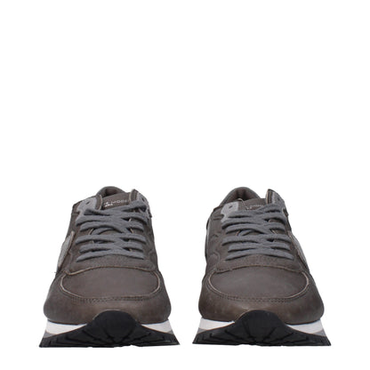 Philippe Model Gray Leather Low Top Sneakers