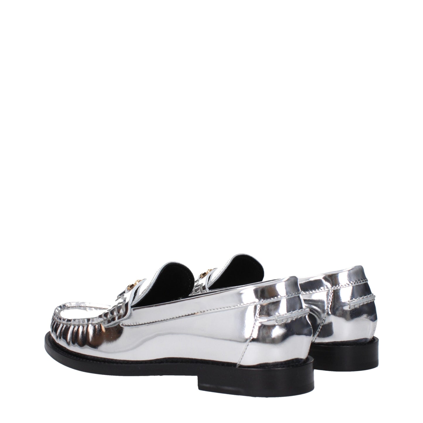 Versace Gray Leather Slip-On Loafers