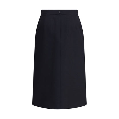Valentino Black Fleece Wool Midi Skirt