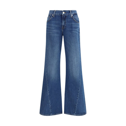 7FOR Blue Cotton Flared Jeans
