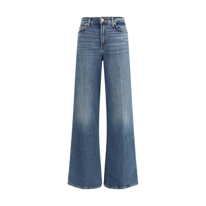 7FOR Blue Cotton Flared Jeans