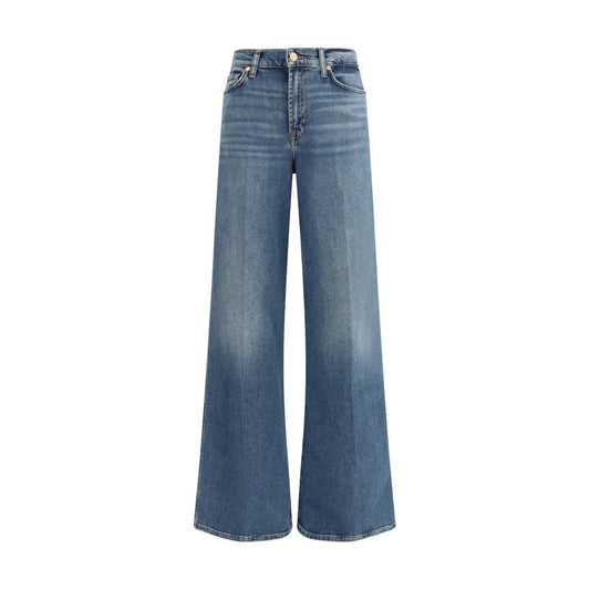 7FOR Blue Cotton Flared Jeans
