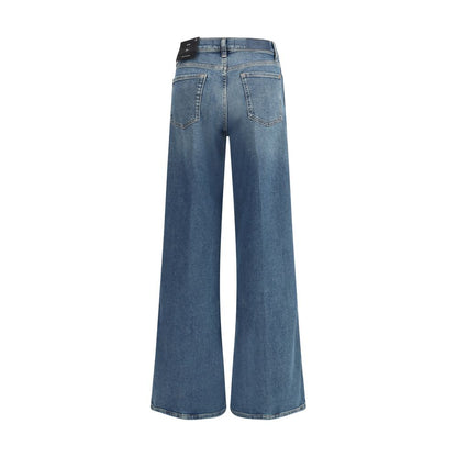 7FOR Blue Cotton Flared Jeans