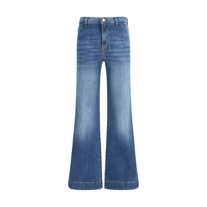 7FOR Blue Cotton Flared Jeans