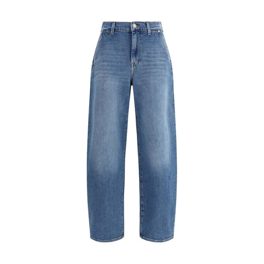 7FOR Light Blue Cotton Relaxed Fit Jeans