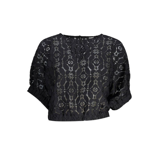 Desigual "Schwarze Polyester-Damenbluse mit kontrastierendem Gummibund"