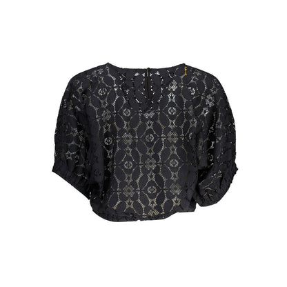 Desigual "Schwarze Polyester-Damenbluse mit kontrastierendem Gummibund"