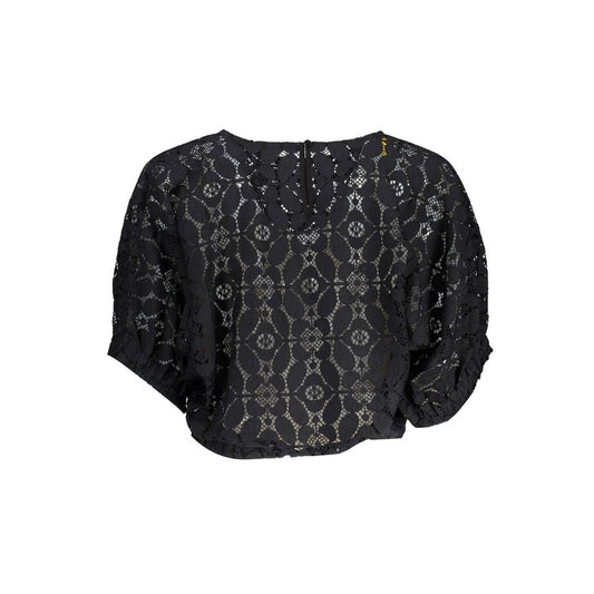 Desigual "Schwarze Polyester-Damenbluse mit kontrastierendem Gummibund"