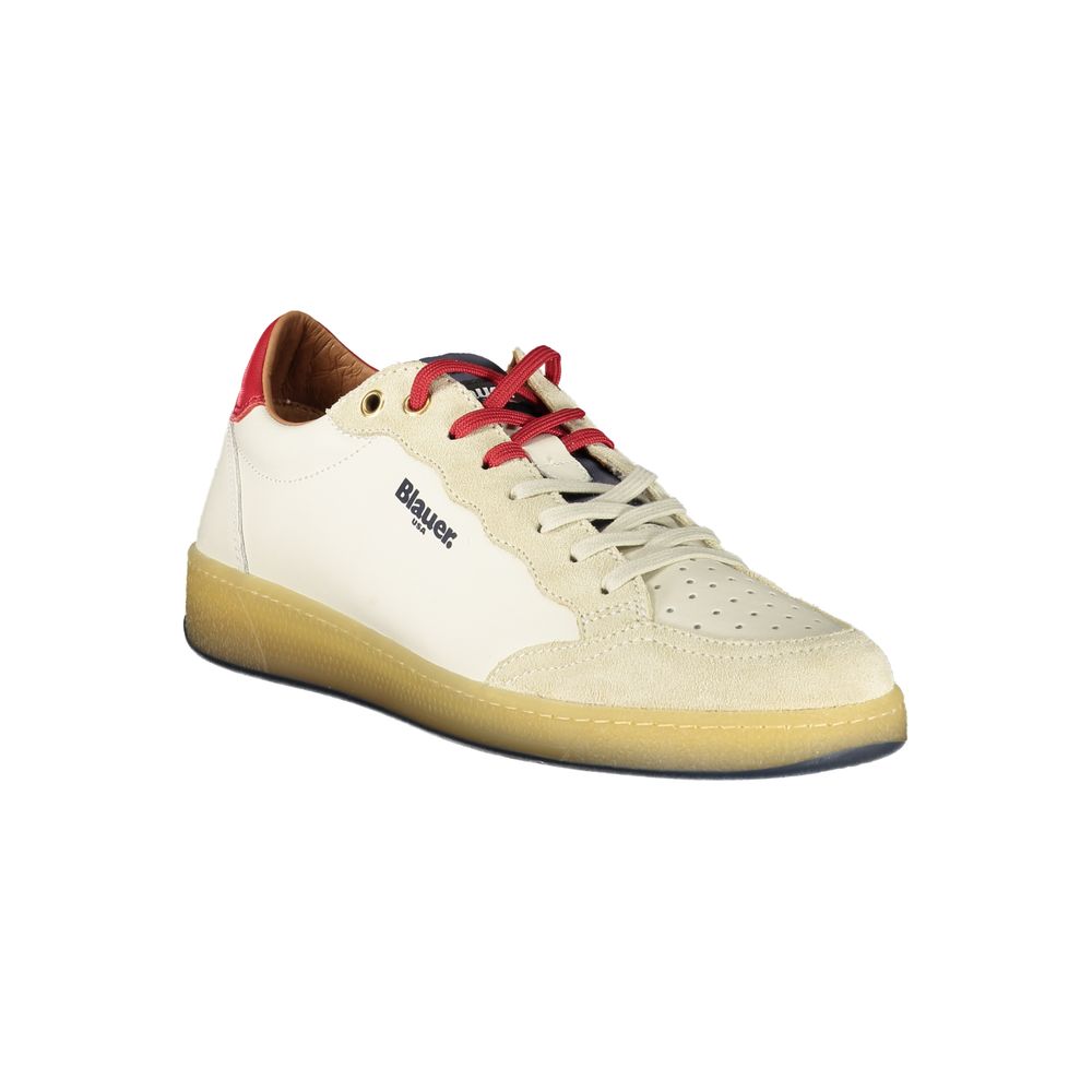 Blauer White Leather Men Sneaker
