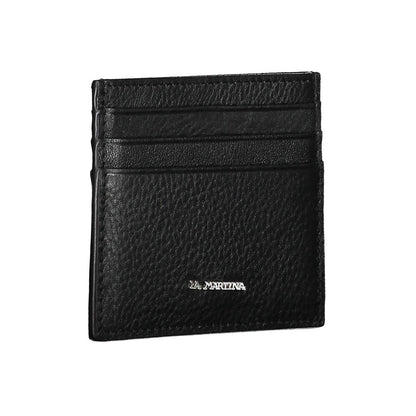 La Martina Nero Leather Men Cardholder