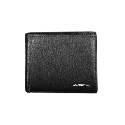 La Martina Black Leather Men's Wallet Holder