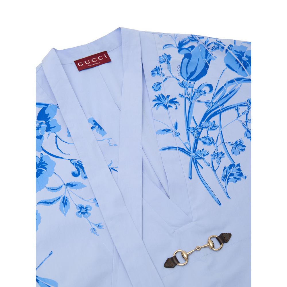 Gucci Blue Cotton Pattern Shirt