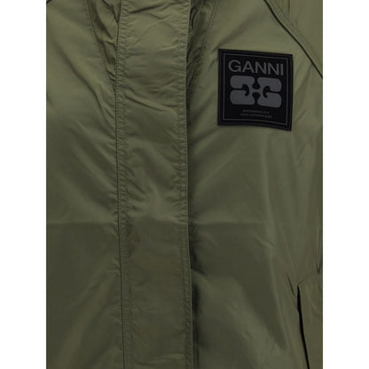 Ganni Green Nylon Shell Jacket