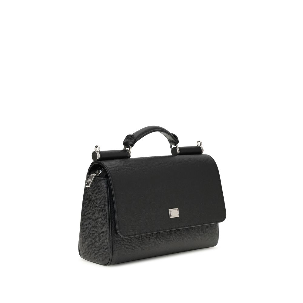 Dolce & Gabbana Black Calf Leather Bos Taurus Shoulder Bag