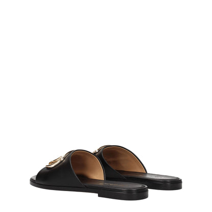 Off-White Schwarze Lederpantoffeln Sandalen