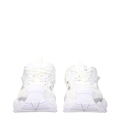 Versace White Leather Athletic Sneakers