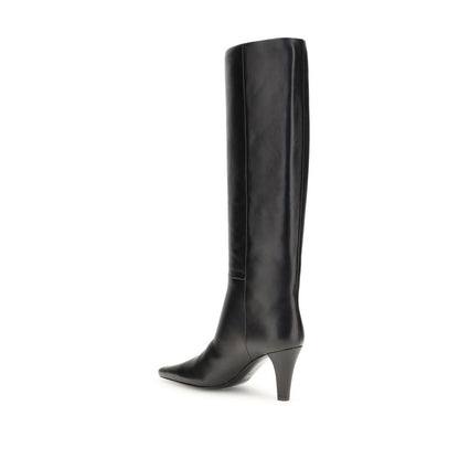 Saint Laurent Black Leather High Heel Boots