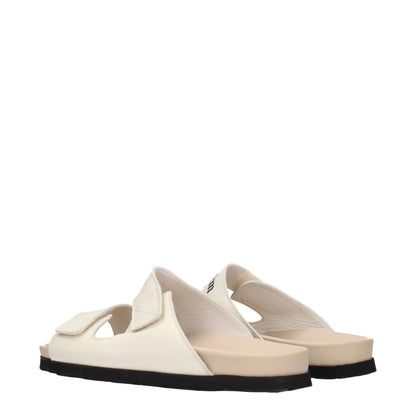 Palm Angels Beige Leather Slippers