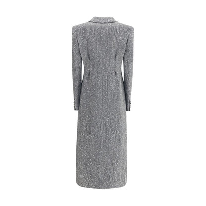 Alessandra Rich Gray Fleece Wool Coat