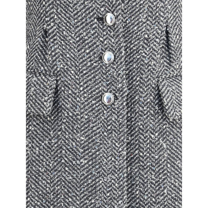 Alessandra Rich Gray Fleece Wool Coat