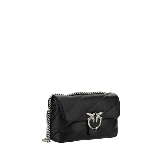 PINKO Black Calf Leather Bos Taurus Shoulder Bag