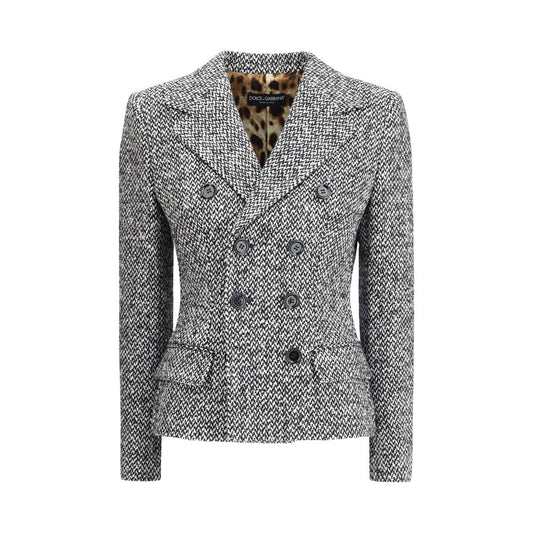 Dolce & Gabbana Gray Fleece Wool Blazer