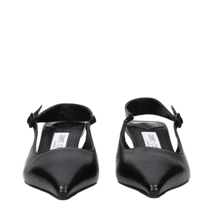 Jimmy Choo Black Leather Flat Sandals