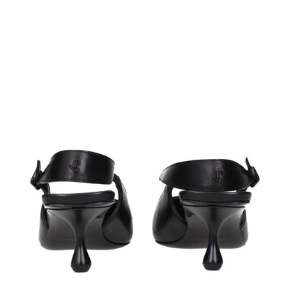 Jimmy Choo Black Leather Flat Sandals