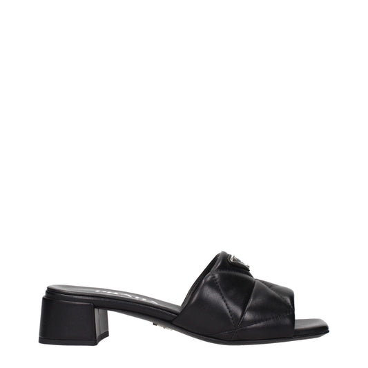 Prada Black Leather Flat Sandals