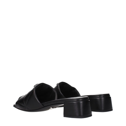 Prada Black Leather Flat Sandals