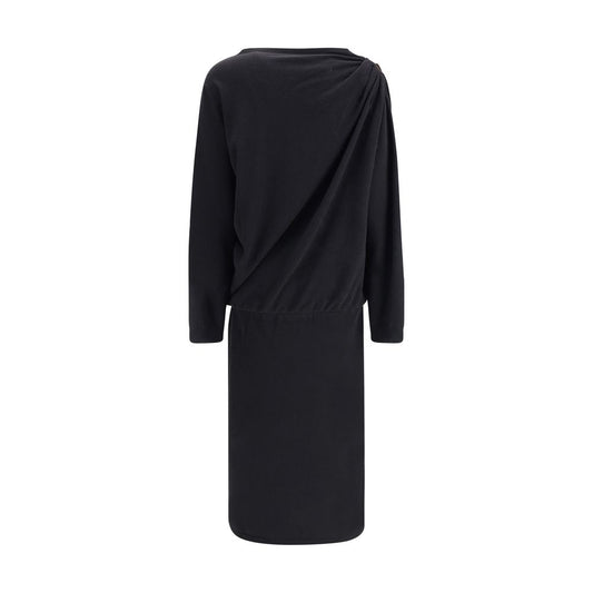 Fabiana Filippi Black Fleece Wool Casual Dress