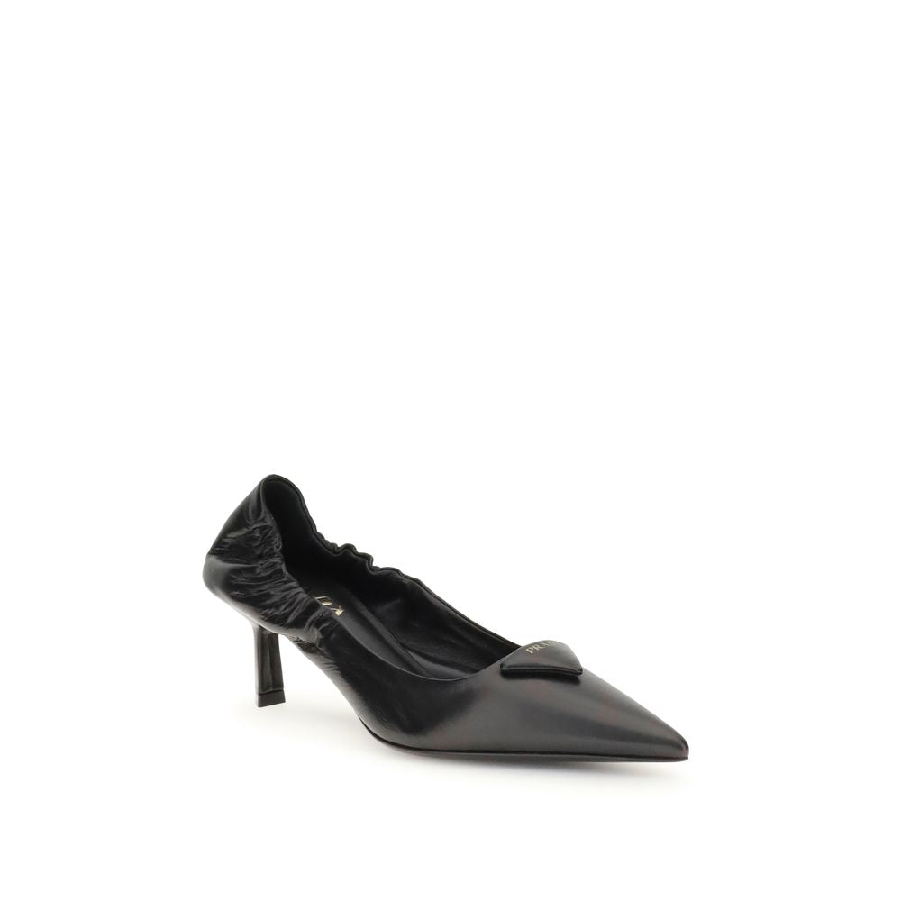 Prada Black Calf Leather Bos Taurus Pumps