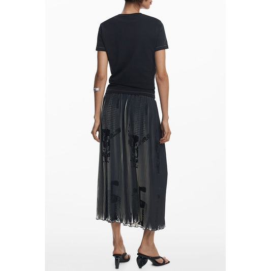 Desigual Schwarzes Baumwoll-T-Shirt für Frauen
